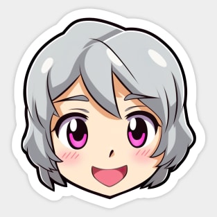 Cute Happy Anime Face Emoji - Anime Shirt Sticker